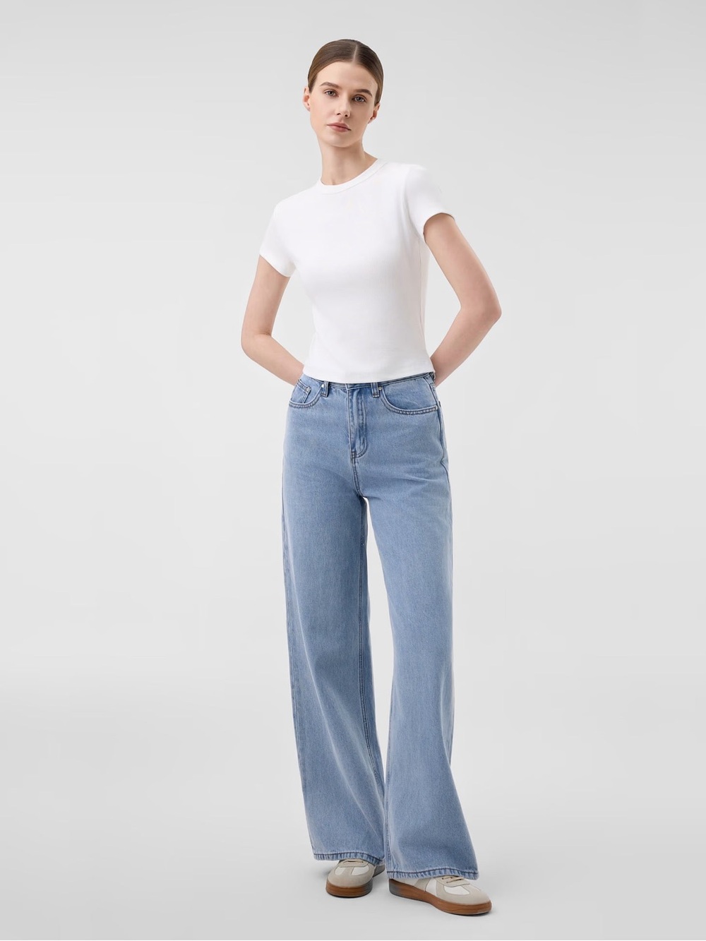 Lyfrel Everyday Cropped Soft Wide Jeans - Light Blue - 28 (Inseam: 28.5”)